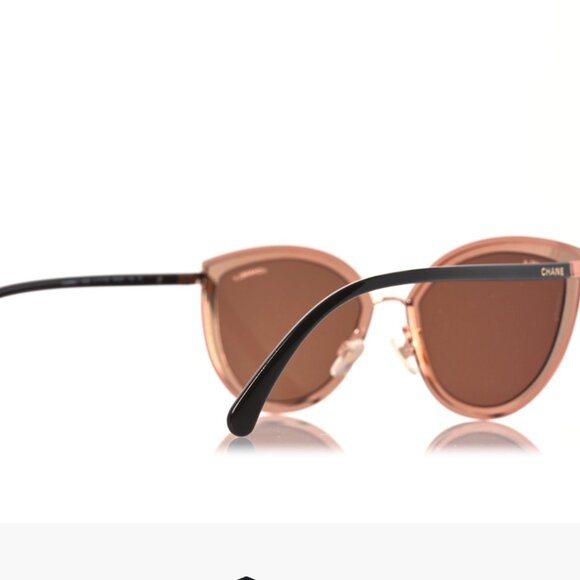 Chanel Rose Gold Tone/Pink Mirrored Cat-Eye Sunglasses - Picture 3 of 5